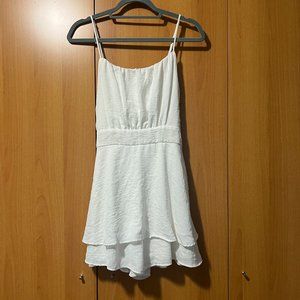 White Ivory Ruffle Tiered Romper